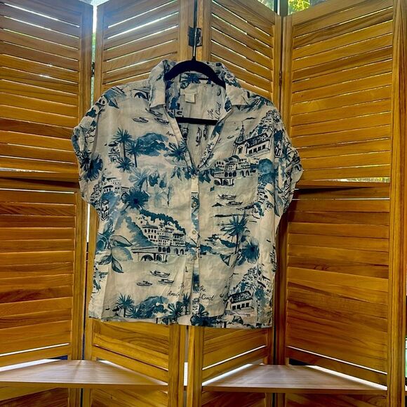 Cynthia Rowley Tops - Cynthia Rowley Blue and White Casual Button Down Shirt